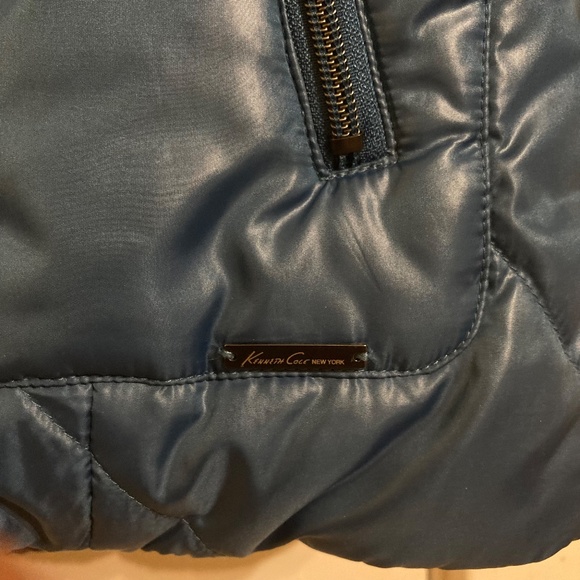 Women's Kenneth Cole Quilted Winter Jacket Faux Shearling Lined Blue Size M Snow - Picture 5 of 17